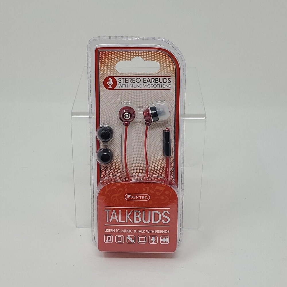 SENTRY TALK BUDS WITH IN-LINE MICS Brand New In Box Never Opened Red